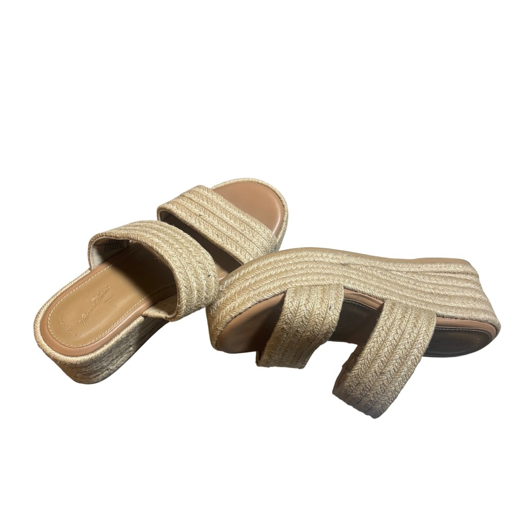 Universal Thread Platform Wedge Sandals 6.5 Tan Espadrille Slide